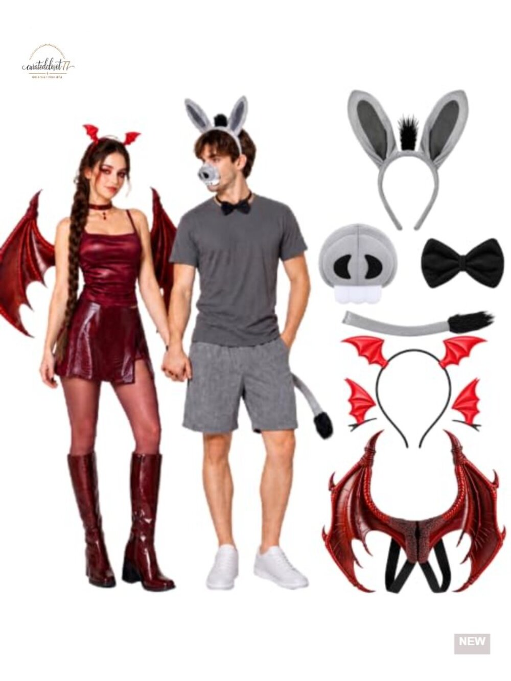 Halloween Donkey & Dragon Costume Accessory Set for Adults - 8 Pieces